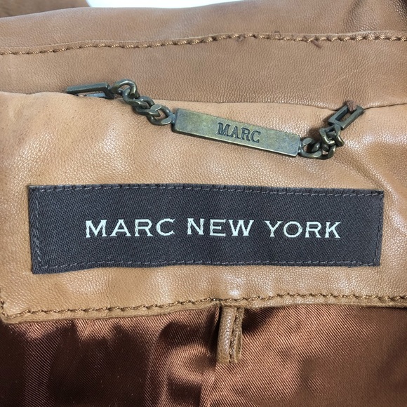 Marc New York Tan Lace Wrapped Leather Jacket XL - Picture 2 of 8
